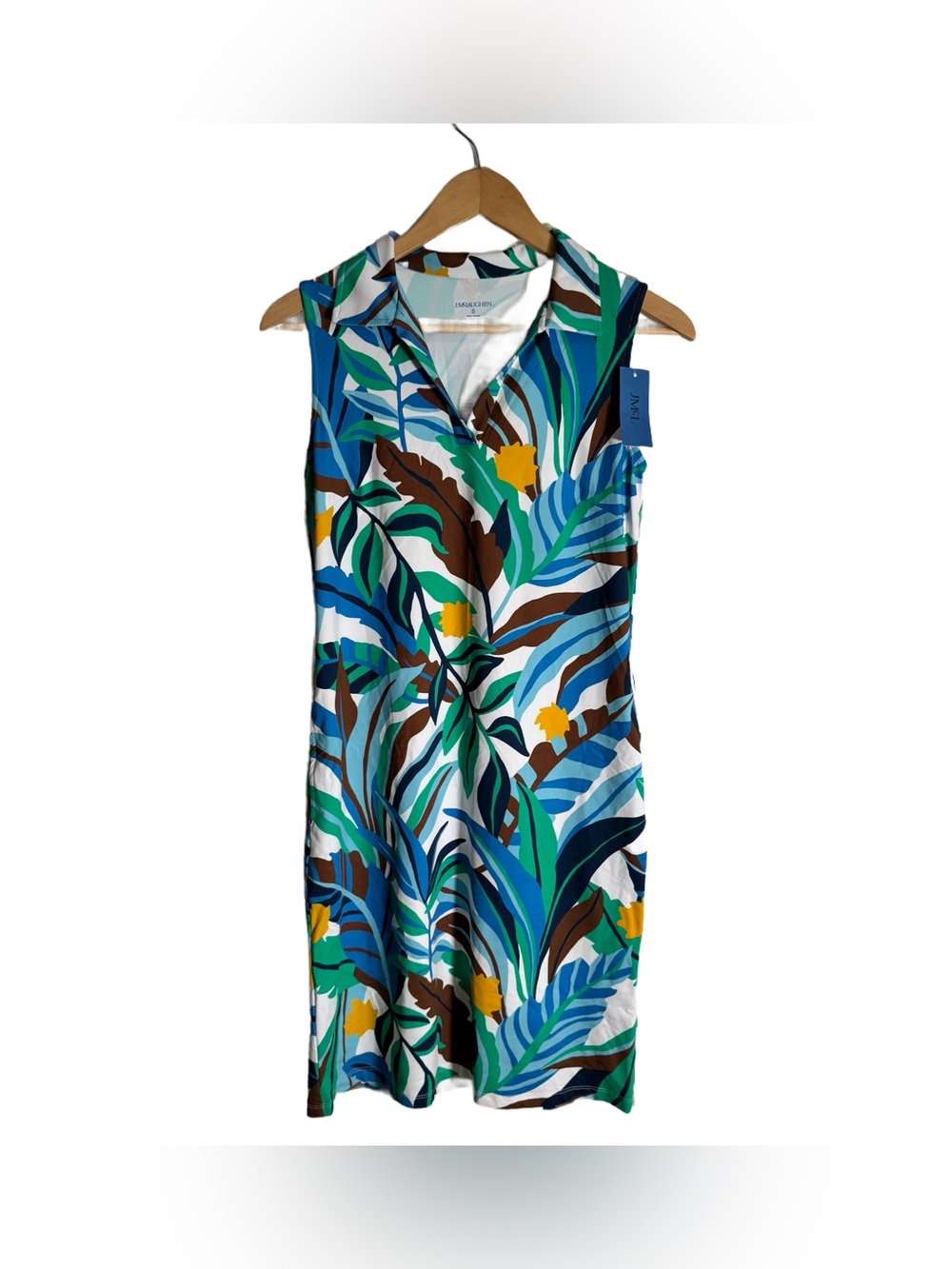 J. McLaughlin Ayla Dress White Multi Jungle Jewel Size Small Stretch Pockets NWT - Picture 3 of 6